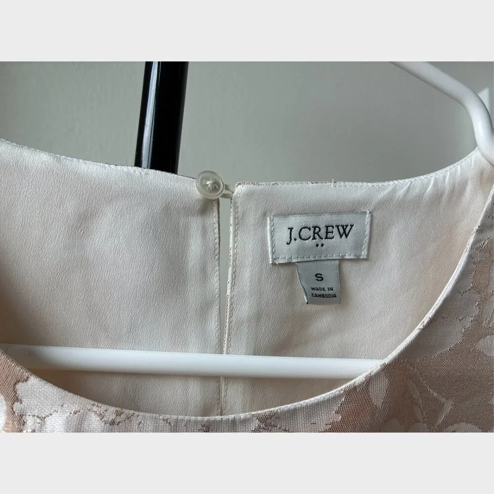 J. Crew Jacquard Puff-Sleeve in Ivory and Gold - Size S